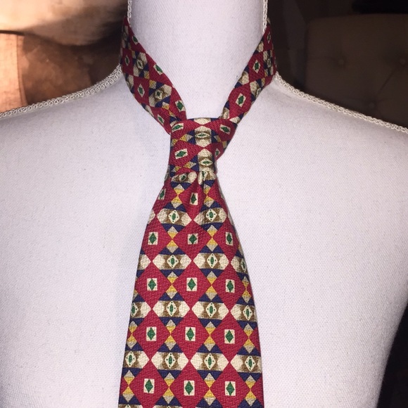 Red and Navy Blue silk tie - Picture 2 of 6